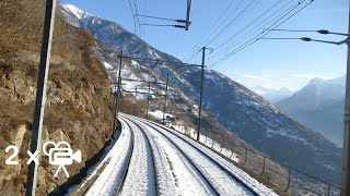 ★ 2x🎥 🇨🇭Lötschberg alpine crossing cab ride from Basel to Brig (through Switzerland) [01.2019]