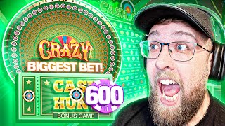 MY BIGGEST BET ON A CASH HUNT EVER ON CRAZY TIME! (INSANE)