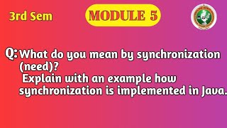 VTU 3rd Sem OOP with Java | Synchronization in Java with Example | BCS306A Module 5