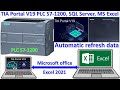 PLC S7-1200 connected data with MS Excel workbook online and auto refresh by using ODBC data source