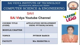 ADP(18CS55)-MODULE I-PYTHON BASICS-LECTURE 4