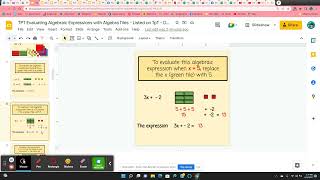Evaluating Algebraic Expressions using Algebra Tiles - Digital