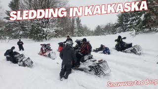 sledding in Kalkaska Michigan!!18 inches of snow!!!!mxz600 11 others sled!!(this snow was too deep!!