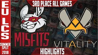 MSF vs VIT Highlights ALL GAMES | EU LCS Playoffs 3rd Place Summer 2018 | Misfits vs Vitality