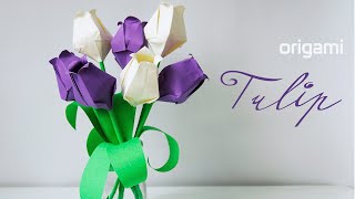 🌷 Origami Tulip 🌷 - Easy way to make a Tulip flower!