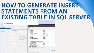 92 How to generate insert statements from an existing table in sql server