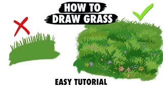 How to Draw Grass - EASY Digital Art Tutorial in Procreate for Beginners