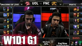 Unicorns of Love vs Fnatic | S5 EU LCS Summer 2015 Week 1 Day 1 | UOL vs FNC G1 W1D1