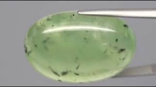 PN-001 Tourmaline Hitam didalam Prehnite Hijau Oval Cabochon Natural 67.42 Ct. - AdeGems.com