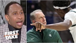 Stephen A. reacts to Tom Izzo's heated exchange with a Michigan State player | F