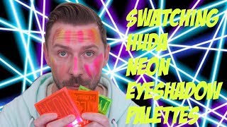 SWATCHING! HUDA NEON OBSESSIONS EYESHADOW PALETTES!