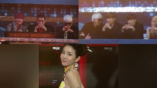 [Fancam] 121229 SUPER JUNIOR TVXQ REACTION TO 2NE1 - I LOVE YOU | 2012 SBS Gayo Daejun 직캠