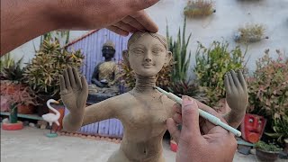 🪷मिट्टी से 1fit की सरस्वती मूर्ति घर पर बनाने का आसान तरीका(part-1)/Saraswati idol Making process