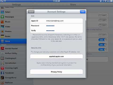 iPad: Changing Apple ID Settings iPad: Changing Apple ID Settings