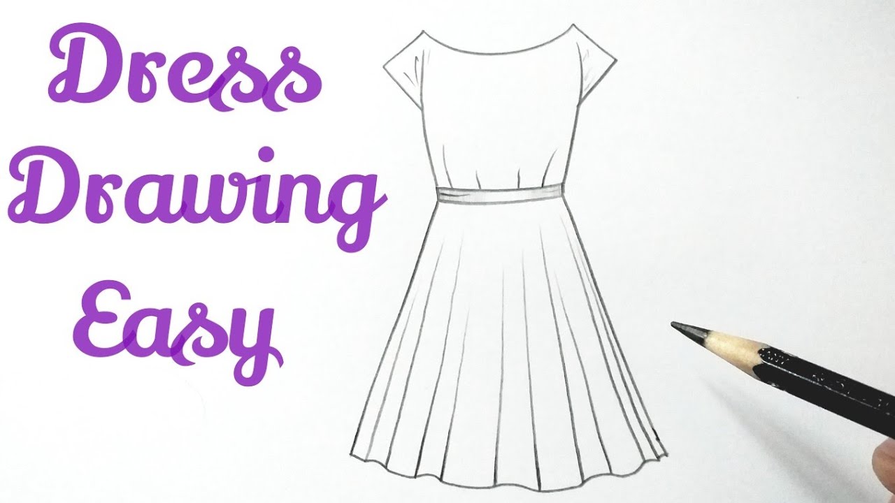 How To Draw A Beautiful Dress Design Drawing Easy Simple Easy Drawing ...