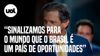 Haddad comemora nota da Fitch e destaca harmonia dos poderes: 'O Brasil é um país de oportunidades'