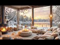 january winter balcony by the lakeside ❄️cozy ambience u0026 smooth jazz for relaxation by the fireplace