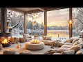 january winter balcony by the lakeside ❄️cozy ambience u0026 smooth jazz for relaxation by the fireplace