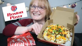 SPICY PEROGY PIZZA FROM BOSTON PIZZA | TAKEOUT | MUKBANG | EATING SHOW