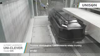 Lakierowanie trumny ośmiokątnej - Automat do lakierowanie trumien UNISON / UNI-CLEVER, model O/C