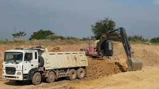 Excavator Loading Soil Into Dump Trucks Hyundai20-25ton Exca Matador,Volvo\u0026Hyundai#31 @mightydiggers