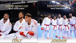 TEAM KUMITE  ITALY  VS JORDAN WKF WORLD KARATE CHAMPIONSHIP TEAM KUMITE QUARTER FINAL 2024 PAMPLONA