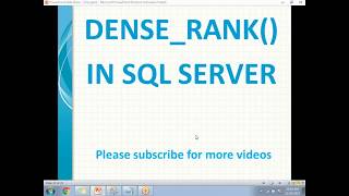 SQL DENSE RANK Function
