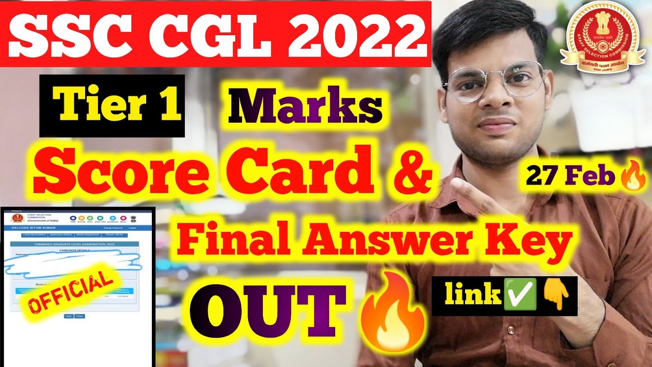 Ssc Cgl Tier 1 Marks & Final Answer Key Out🔥| Ssc Cgl Score Card 2022 ...