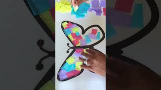 Beautiful DIY Tissue Paper Butterfly Suncatcher Craft for Kids #easycrafts #kidscraft #shorts