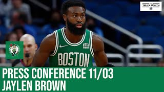 PRESS CONFERENCE | JAYLEN BROWN on Smart's comments, team meeting & win over Orlando