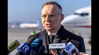 Wypowiedź Prezydenta RP Andrzeja Dudy dla mediów przed wylotem do Davos