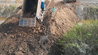 Full Process of Village Road Construction  Bulldozer Pushing Dirt \u0026 Dump Truck Unloading