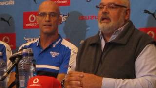 Barend van Graan presents John Mitchell to the media as new Executive of Rugby at the Bulls