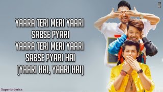 Yaari hai - Tony Kakkar (Lyrics) | Riyaz Aly | Siddharth Nigam