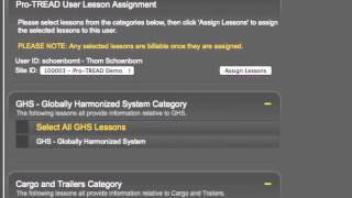 Assigning a Lesson to a Single User: PRO-TREAD User Guide