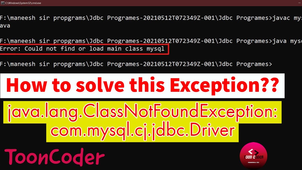 Java.lang.ClassNotFoundException: Com.mysql.cj.jdbc.Driver Solved | How ...