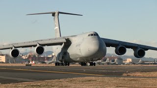 アメリカ空軍大型輸送機 カリフォルニア州トラヴィス基地C-5M スーパーギャラクシー 横田基地から離陸 USAF Yokota C5 SuperGalaxy 60AMW Travis