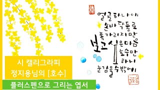 Ep 97.[플러스펜수채캘리]보고싶은 마음에 눈을 감아보지만..  플러스펜(plus_pen)과 캘리그라피(calligraphy) #정지용 #호수 #그리움 #캘리그라피