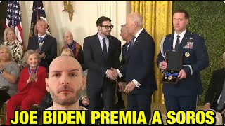 JOE BIDEN DA LA MEDALLA DE LA LIBERTAD A GEORGE SOROS Y LA RECOGE SU HIJO ALEXANDER SOROS - Sasel