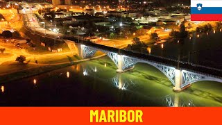 4K Night trainspotting at Maribor Railway Station - Slovenia - Aerial View