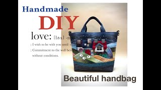 DIY~Beautiful hand made bag～山上的小木屋手工拼布手提斜背包～一起來手作，屬於自己的個人專屬❤️