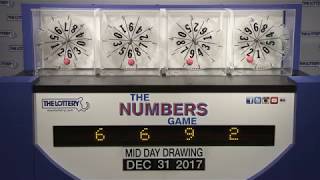 Midday Numbers Game Drawing: Sunday, December 31, 2017