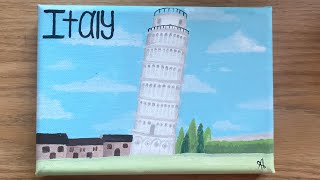 ✧ Mini Canvas Painting / Part 6 / Leaning Tower of Pisa in Italy ✧