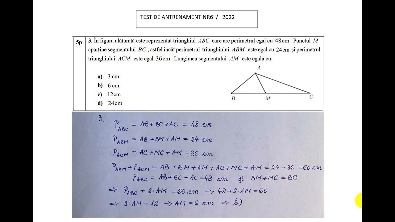 În Figura Alăturată Este Reprezentat Triunghiul ABC Care Are Perimetrul ...