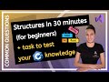 C++ Structures for beginners (explained in 30 minutes) + Test your programming knowledge!