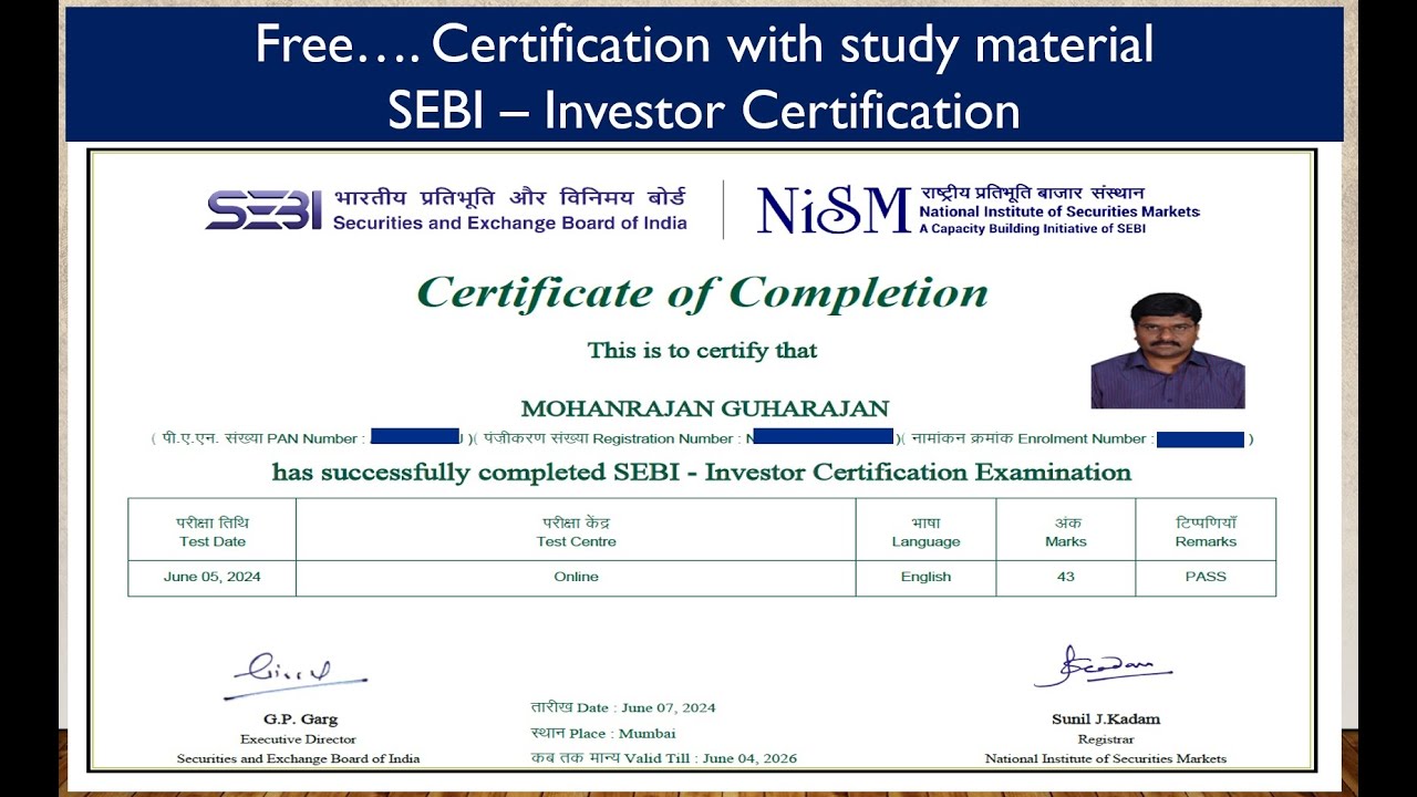 SEBI - Online Investor Certification At No Cost! - YouTube