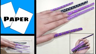 How To Make Super long Waterproof fake nails with paper | Diy Reusable Paper Nails | Diy Works