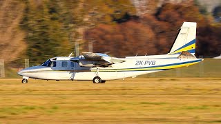 Air Chatham's Aero Commander 690A landing into Woodbourne runway 06