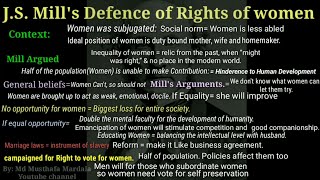 J S Mill's Defence of Rights of women/ Political thinkers series