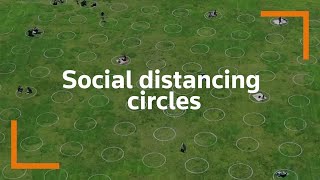Social distancing circles marked out at San Francisco park